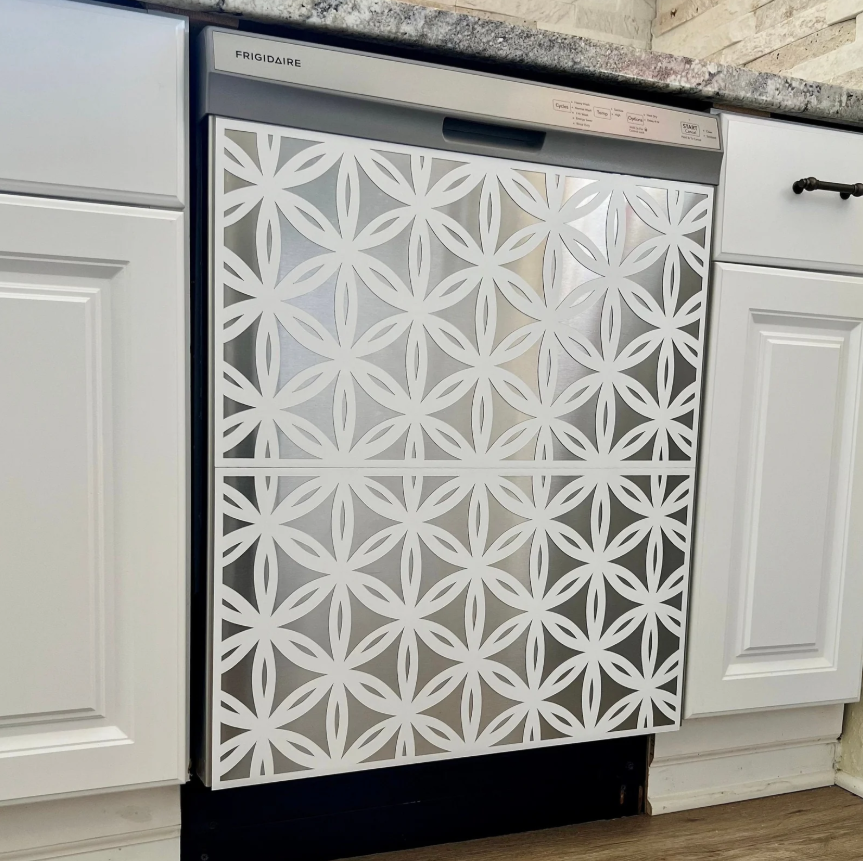 Blooming Star Dishwasher Cover – Magnetic Decorative Panel for Kitchen Appliance Makeover