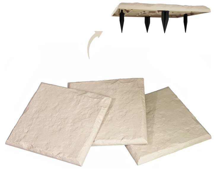 Decorative Garden Stepping Stones 15.5” – Lawn & Outdoor Pathway Pavers (Beige Limestone, 8pcs)