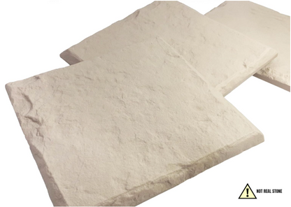 Decorative Garden Stepping Stones 15.5” – Lawn & Outdoor Pathway Pavers (Beige Limestone, 8pcs)