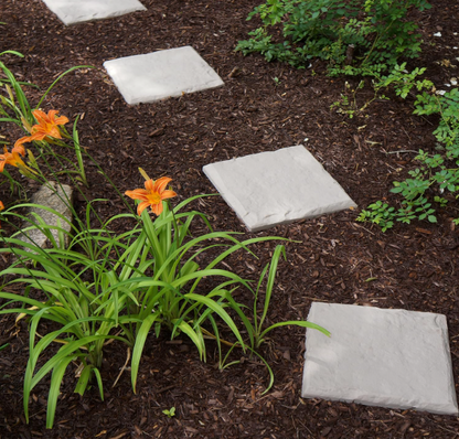Decorative Garden Stepping Stones 15.5” – Lawn & Outdoor Pathway Pavers (Beige Limestone, 8pcs)