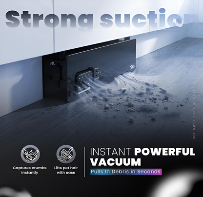 Teko Automatic Toe Kick Vacuum Cleaner – Hands-Free Under Cabinet Dustpan with Powerful Suction for Pet Hair, Crumbs & Dust | Slim Design (Black)