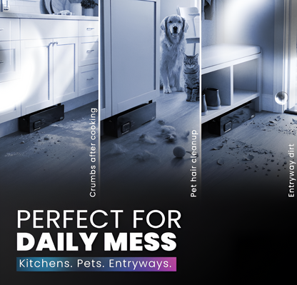 Teko Automatic Toe Kick Vacuum Cleaner – Hands-Free Under Cabinet Dustpan with Powerful Suction for Pet Hair, Crumbs & Dust | Slim Design (Black)