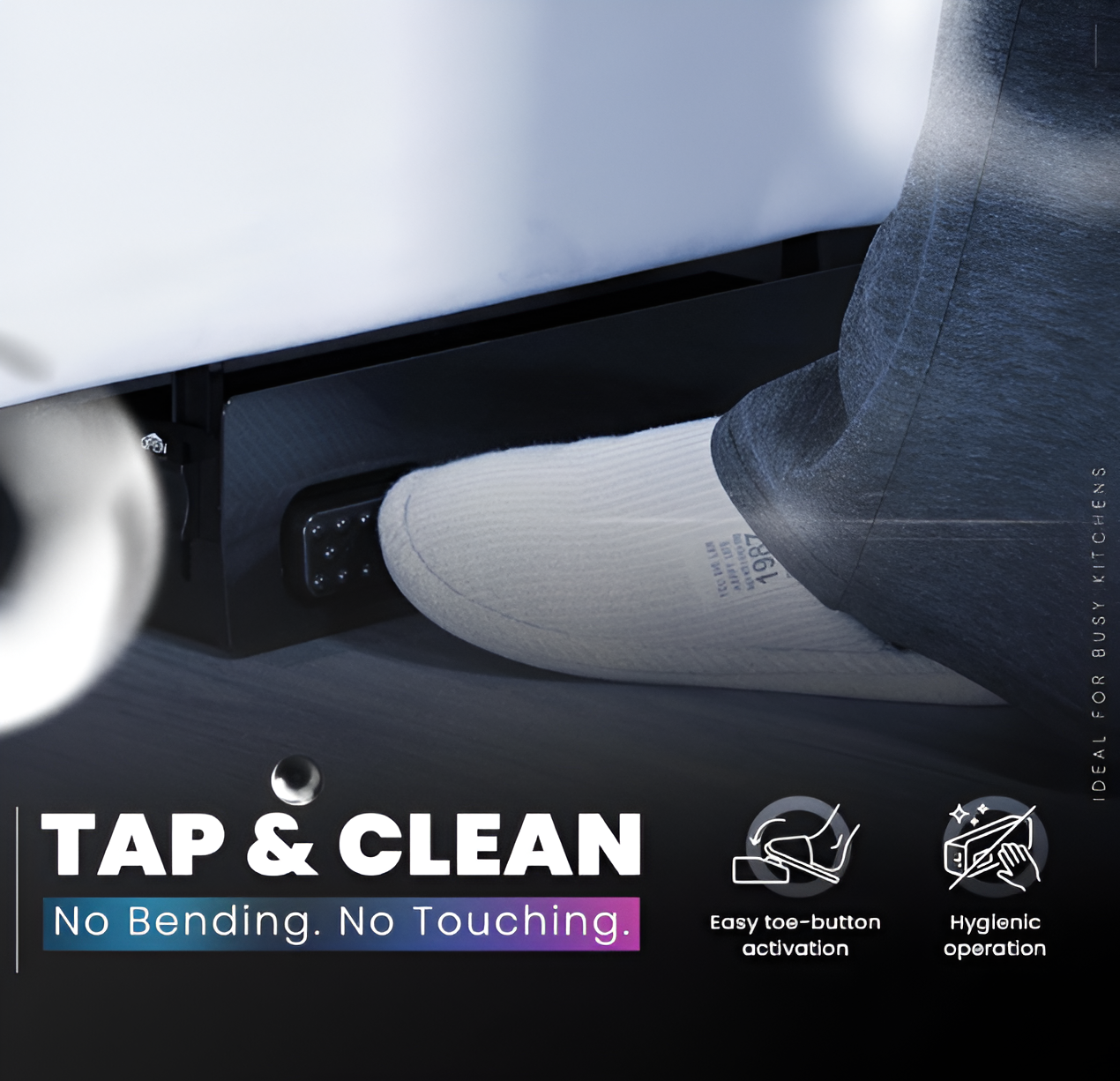 Teko Automatic Toe Kick Vacuum Cleaner – Hands-Free Under Cabinet Dustpan with Powerful Suction for Pet Hair, Crumbs & Dust | Slim Design (Black)