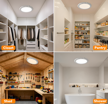 2-Pack Rechargeable Ceiling Lights – Motion Sensor, Remote Control, 3 Color Modes & Dimmable Wireless LED for Closet, Garage & Stairs