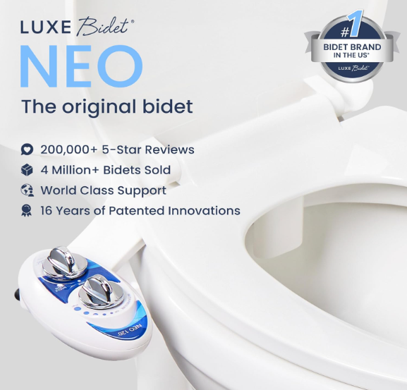 LUXE Bidet NEO 120 – Self-Cleaning Non-Electric Bidet Attachment for Toilet | Adjustable Pressure Rear Wash