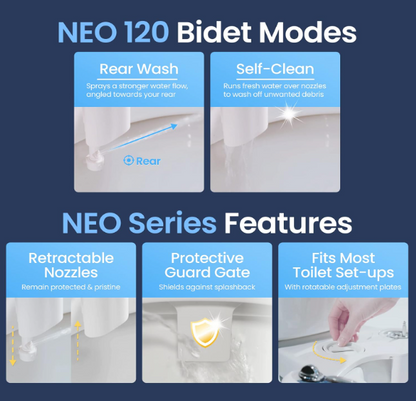 LUXE Bidet NEO 120 – Self-Cleaning Non-Electric Bidet Attachment for Toilet | Adjustable Pressure Rear Wash