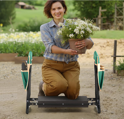 Garden Kneeler & Seat – Foldable Bench with 330lbs Capacity, Wide EVA Pad & Tool Bag