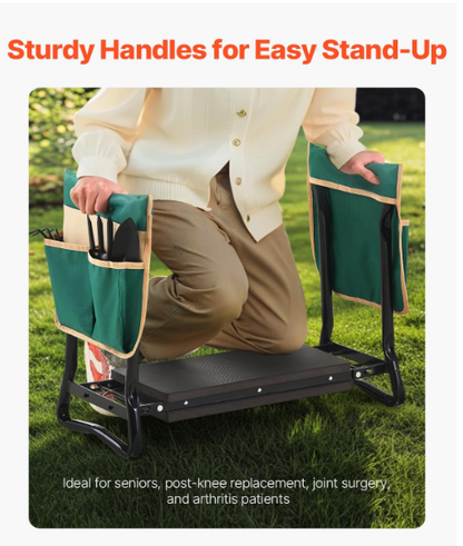 Garden Kneeler & Seat – Foldable Bench with 330lbs Capacity, Wide EVA Pad & Tool Bag