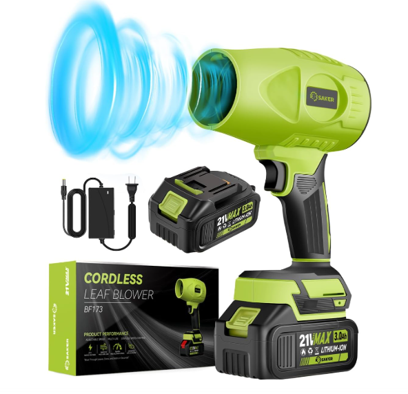 Saker Cordless Blower – Portable 180000 RPM Air Duster for Patio Cleaning & Drying