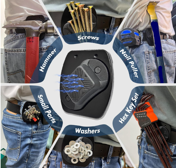 Magnetic Tool Holder Belt Clip – Heavy Duty Metal Holster for Screws, Nails & Hand Tools