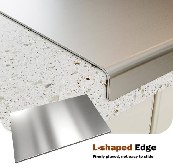 Large Stainless Steel Cutting Board with Lip – 35.4” x 22.8” Non-Stick Baking & Kneading Surface