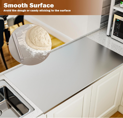 Large Stainless Steel Cutting Board with Lip – 35.4” x 22.8” Non-Stick Baking & Kneading Surface