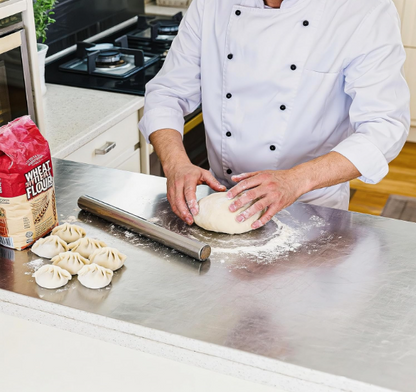 Large Stainless Steel Cutting Board with Lip – 35.4” x 22.8” Non-Stick Baking & Kneading Surface