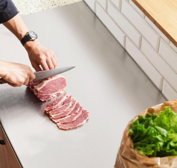 Large Stainless Steel Cutting Board with Lip – 35.4” x 22.8” Non-Stick Baking & Kneading Surface