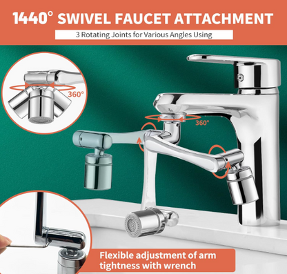 1080° Swivel Faucet Extender – Dual Mode Splash Aerator with 360° Rotation for Kitchen & Bathroom