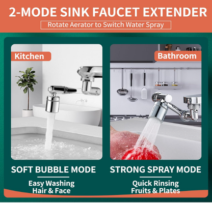 1080° Swivel Faucet Extender – Dual Mode Splash Aerator with 360° Rotation for Kitchen & Bathroom