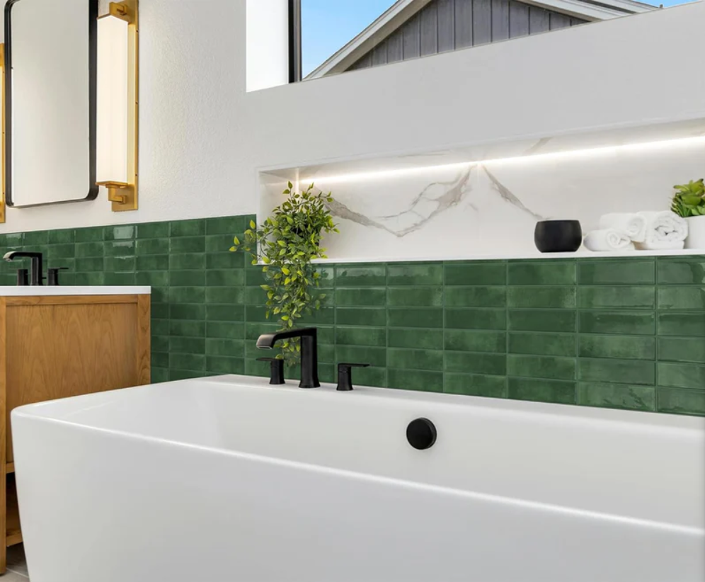 Peel & Stick Subway Backsplash – Green Self-Adhesive Wall Tile 12"x12" (10 Sheets)