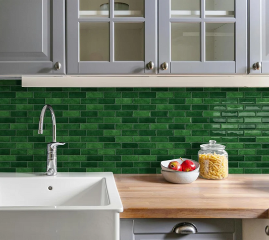 Thick Green Peel & Stick Marble Backsplash Tile – 12"x12" Self-Adhesive Wall Tiles (10 Sheets)