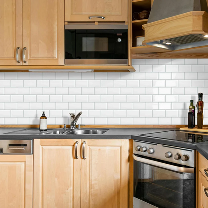 White Peel and Stick Backsplash Tiles – Thick Subway Self Adhesive Wall Panels for Kitchen & Bathroom (10 Sheets 12"x12")