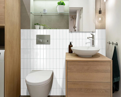 White Peel and Stick Backsplash Tiles – Rectangle Subway Self-Adhesive Wall Panels for Kitchen (10 Sheets 12"x12")