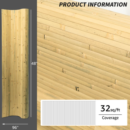 Natural Bamboo Wall Panel – Renewable Pole Wrap Wainscoting for Interior Walls, Ceilings & Furniture (48"x96")
