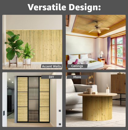 Natural Bamboo Wall Panel – Renewable Pole Wrap Wainscoting for Interior Walls, Ceilings & Furniture (48"x96")