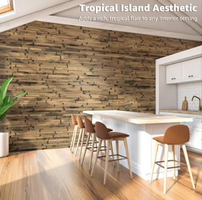 48"x96" Natural Bamboo Wall Panel – Flexible Pole Wrap Wainscoting for Interior Walls, Living Room, Bedroom, Office & Kitchen, Dark Burned Finish