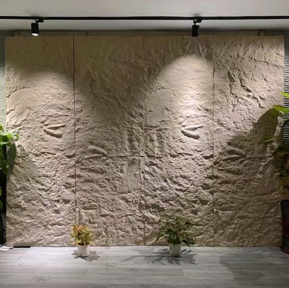 24"x48" 3D Stone Texture Wall Panels – 4-Pack PU Wall Panels for Interior Walls, Stone Yellow