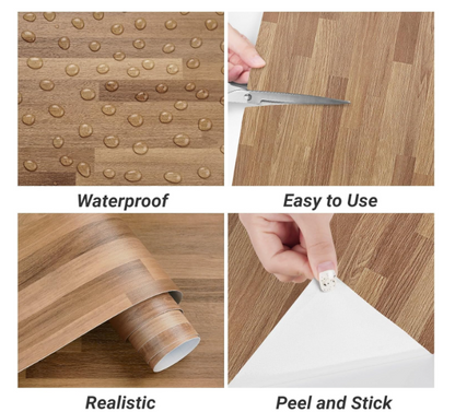 Butcher Block Contact Paper for Countertops – 17.7"x120" Peel and Stick Shiplap Wood Grain Wallpaper