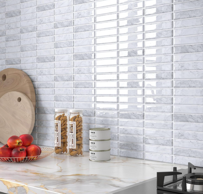 Grey Peel and Stick Backsplash Tiles – 15-sheet 12"x12" Subway Stack Bond Pattern for Kitchen Walls