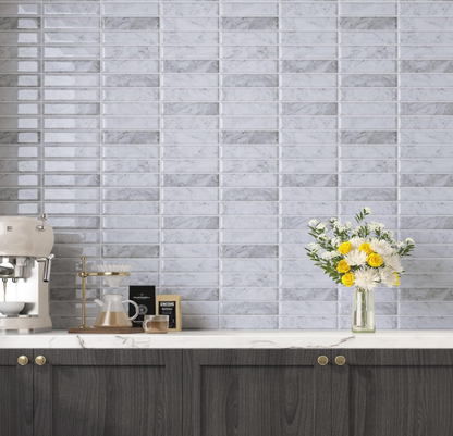 Grey Peel and Stick Backsplash Tiles – 15-sheet 12"x12" Subway Stack Bond Pattern for Kitchen Walls