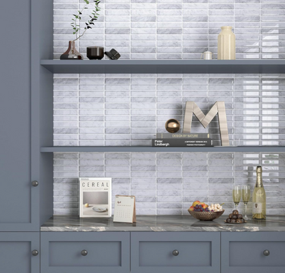 Grey Peel and Stick Backsplash Tiles – 15-sheet 12"x12" Subway Stack Bond Pattern for Kitchen Walls