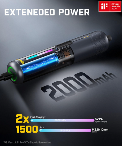 Cordless Electric Screwdriver Set – 7 Torque Settings, 20 Magnetic Bits, 1/4” Hex & 90° Adapter for Home Repairs