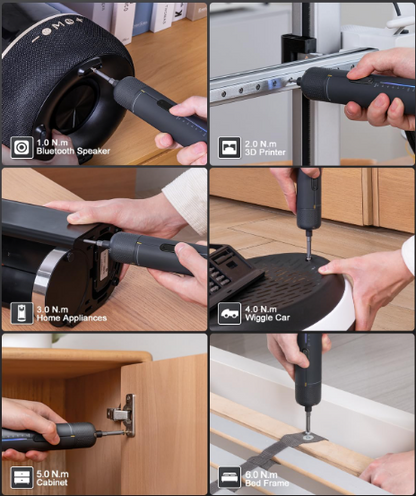 Cordless Electric Screwdriver Set – 7 Torque Settings, 20 Magnetic Bits, 1/4” Hex & 90° Adapter for Home Repairs