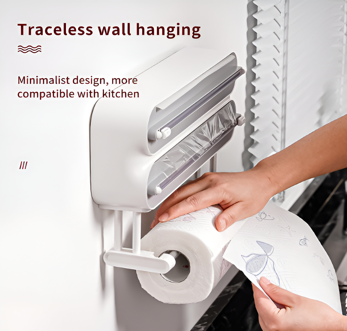 3-in-1 Foil & Plastic Wrap Dispenser with Cutter – Magnetic Paper Towel Holder for Fridge, Aluminum Organizer with Cling Film