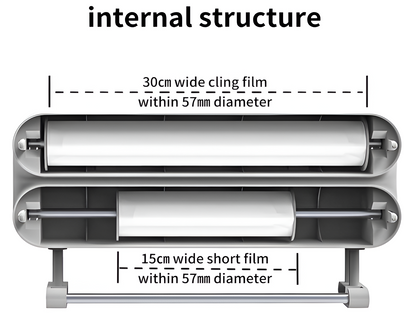 3-in-1 Foil & Plastic Wrap Dispenser with Cutter – Magnetic Paper Towel Holder for Fridge, Aluminum Organizer with Cling Film