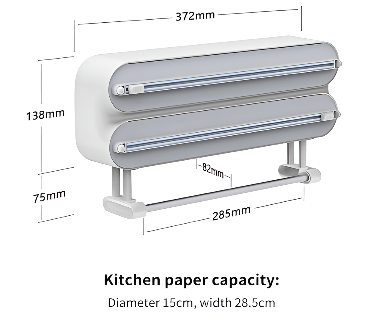 3-in-1 Foil & Plastic Wrap Dispenser with Cutter – Magnetic Paper Towel Holder for Fridge, Aluminum Organizer with Cling Film