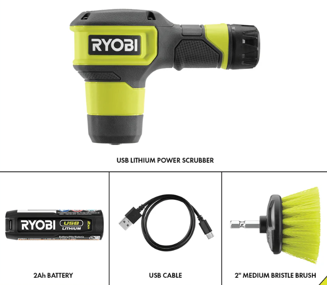 USB Rechargeable Lithium Power Scrubber Kit – Electric Cleaning Brush for Bathroom, Kitchen & Home