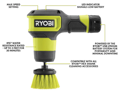 USB Rechargeable Lithium Power Scrubber Kit – Electric Cleaning Brush for Bathroom, Kitchen & Home