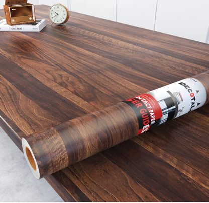 Wood Grain Contact Paper – Walnut Peel & Stick Countertop Vinyl Wrap, Dark Brown Self-Adhesive for Cabinets (12” x 120”)