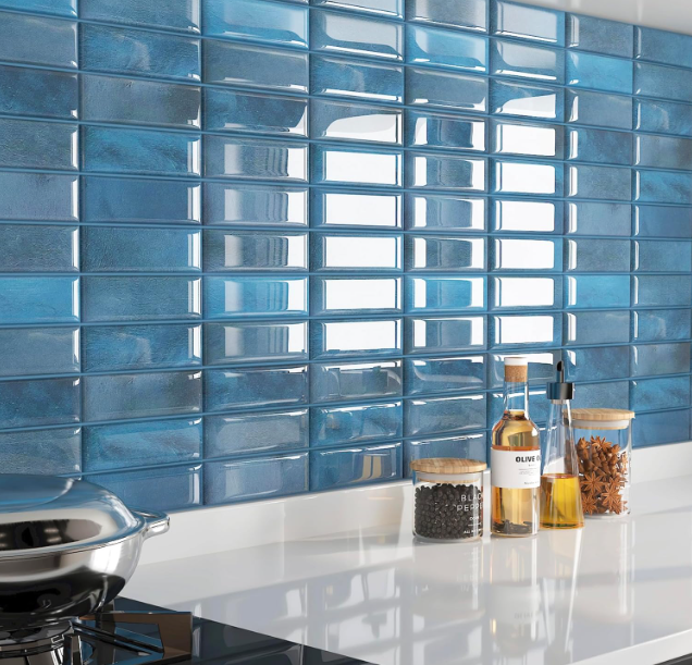 Blue Subway Tile Backsplash Peel & Stick – 12”x12” Adhesive Kitchen Wall Tiles, Renter Friendly (15 PCS)