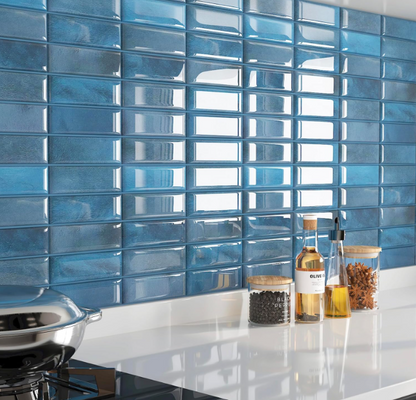 Blue Subway Tile Backsplash Peel & Stick – 12”x12” Adhesive Kitchen Wall Tiles, Renter Friendly (15 PCS)