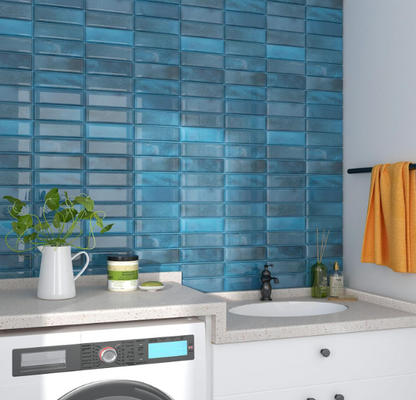 Blue Subway Tile Backsplash Peel & Stick – 12”x12” Adhesive Kitchen Wall Tiles, Renter Friendly (15 PCS)