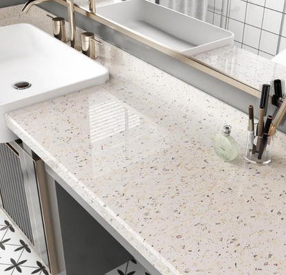 Beige Granite Contact Paper – Peel & Stick Countertop Vinyl Wrap, Terrazzo Self-Adhesive Cover (17.7” x 120”)
