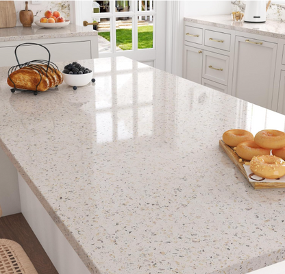 Beige Granite Contact Paper – Peel & Stick Countertop Vinyl Wrap, Terrazzo Self-Adhesive Cover (17.7” x 120”)