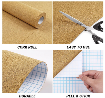 Cork Shelf Liner Self Adhesive Kitchen Shelf Liner Adhesive Cabinets Liners 17.3x47.2 Inch Cabinet Liners Pantry Cabinet Lining Cork Contact Paper...