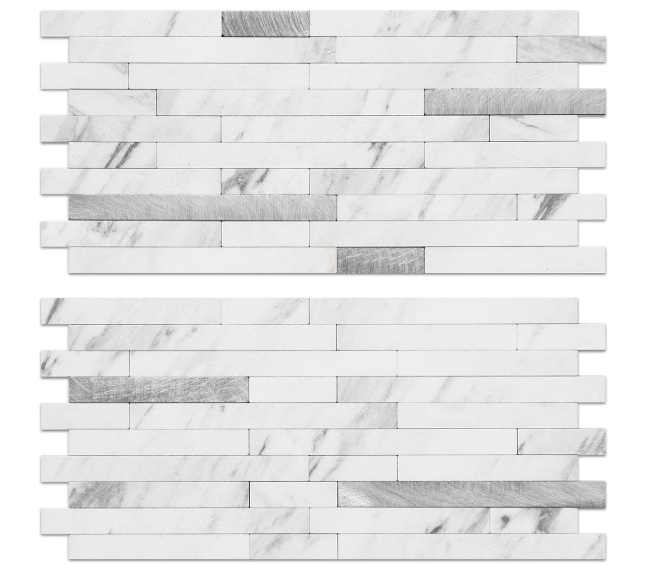 20-Sheet Faux Stone Peel & Stick Backsplash – White Marble PVC Wall Tiles for Kitchen