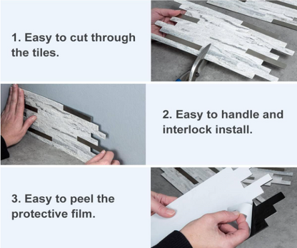 20-Sheet Faux Stone Peel & Stick Backsplash – White Marble PVC Wall Tiles for Kitchen