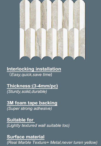 Peel & Stick Fish Scale Backsplash Tiles – White & Beige Slate with Light Gold PVC Mosaic, 10 Sheets for Kitchen & Bathroom