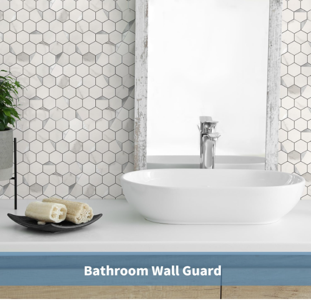 Hexagon Peel & Stick Backsplash Tiles – 12” Gray White Marble PVC, 10 Sheets, Waterproof & Heat Resistant for Kitchen & Bathroom